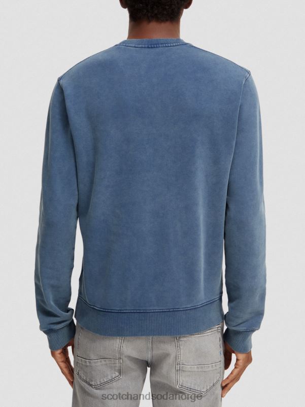 menn regulær passform plaggfarget grafisk genser med rund hals marine N40XD539 klær Scotch & Soda