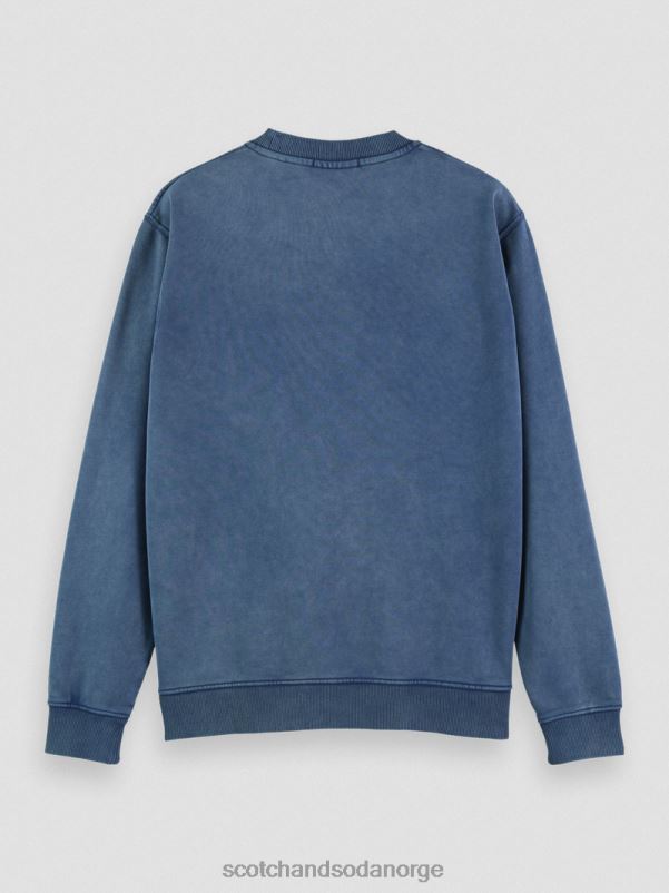 menn regulær passform plaggfarget grafisk genser med rund hals marine N40XD539 klær Scotch & Soda
