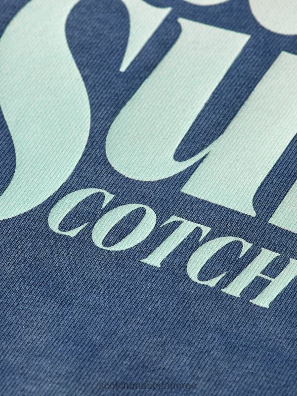 menn regulær passform plaggfarget grafisk genser med rund hals marine N40XD539 klær Scotch & Soda