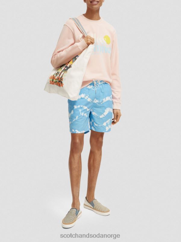 menn regulær passform plaggfarget grafisk genser med rund hals rose N40XD541 klær Scotch & Soda