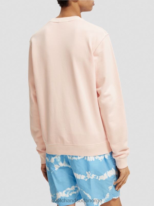 menn regulær passform plaggfarget grafisk genser med rund hals rose N40XD541 klær Scotch & Soda