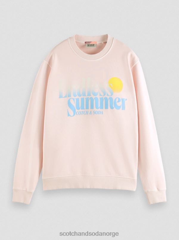 menn regulær passform plaggfarget grafisk genser med rund hals rose N40XD541 klær Scotch & Soda