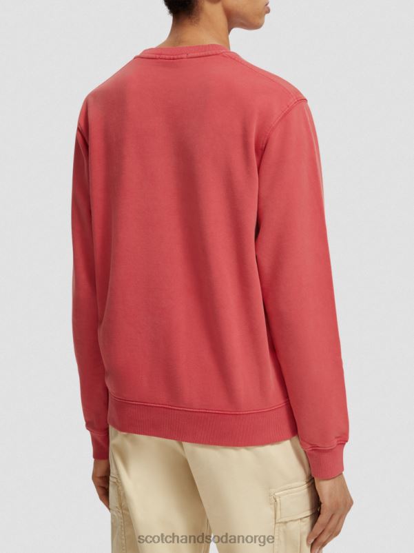 menn regulær passform plaggfarget grafisk genser med rund hals tulipan rød N40XD542 klær Scotch & Soda
