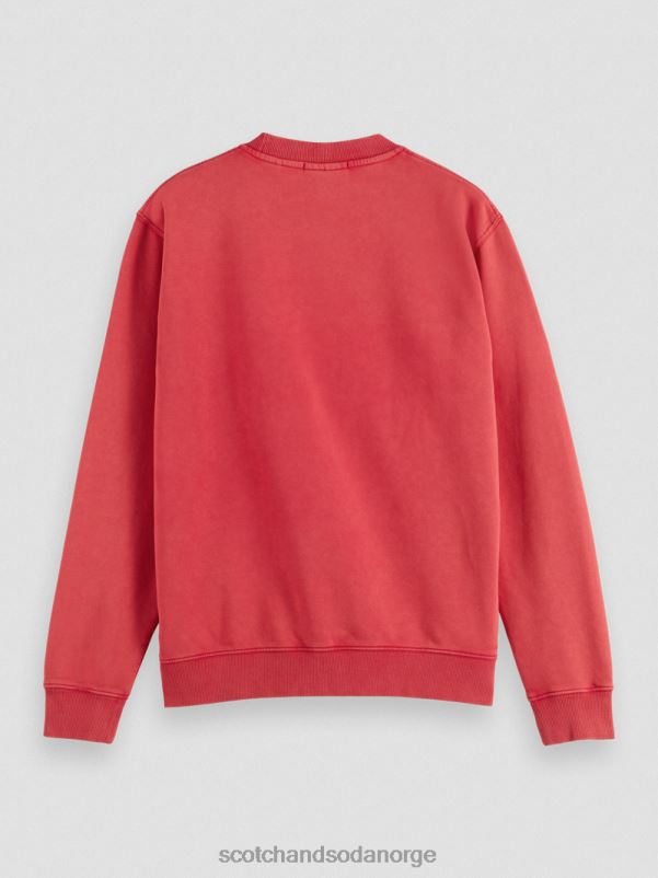 menn regulær passform plaggfarget grafisk genser med rund hals tulipan rød N40XD542 klær Scotch & Soda