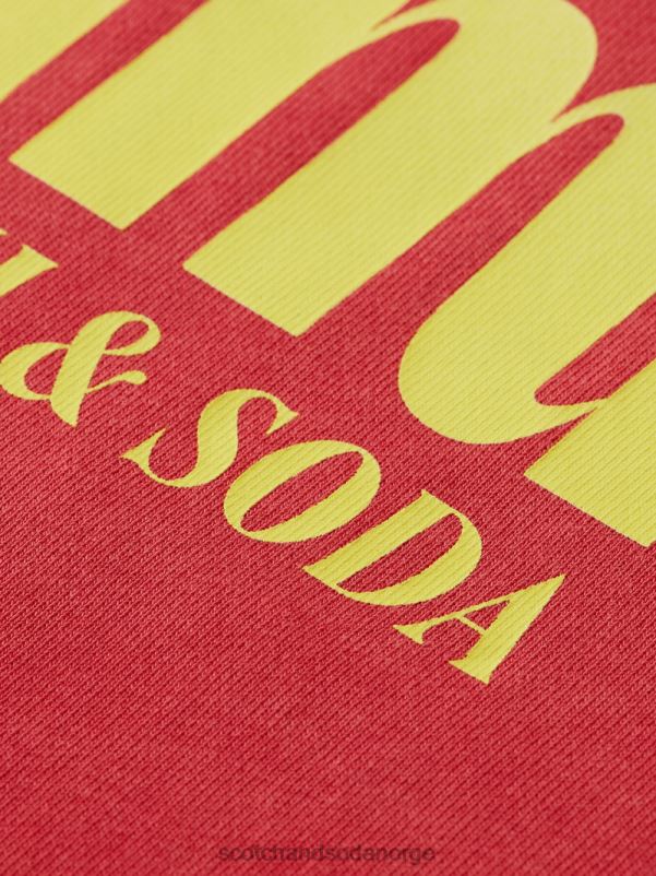menn regulær passform plaggfarget grafisk genser med rund hals tulipan rød N40XD542 klær Scotch & Soda