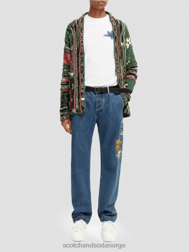 menn den verve rette benbroderte arbeidstøydenim sand N40XD586 klær Scotch & Soda
