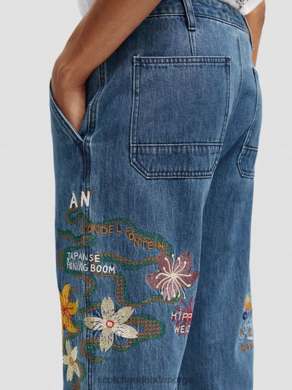 menn den verve rette benbroderte arbeidstøydenim sand N40XD586 klær Scotch & Soda