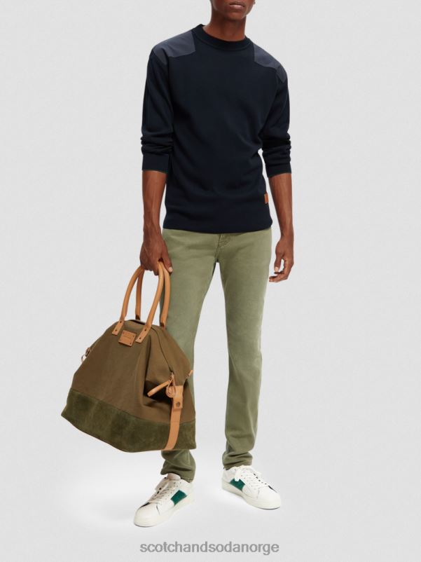 menn skim super slim fit plaggfargede jeans militærgrønt N40XD582 klær Scotch & Soda