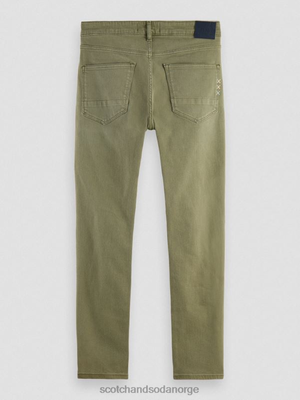 menn skim super slim fit plaggfargede jeans militærgrønt N40XD582 klær Scotch & Soda