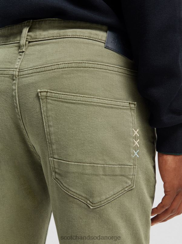 menn skim super slim fit plaggfargede jeans militærgrønt N40XD582 klær Scotch & Soda