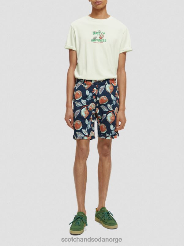 menn chino-shortsen med stuart-print marine frukter aop N40XD624 klær Scotch & Soda