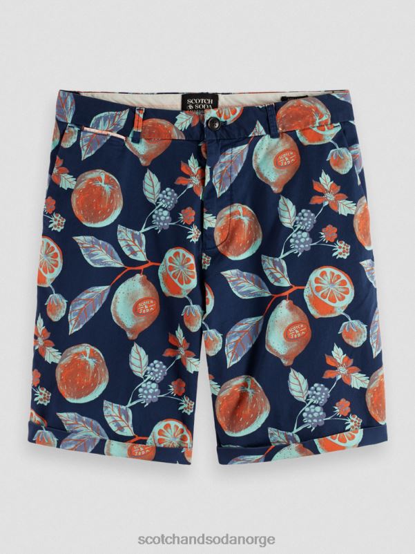 menn chino-shortsen med stuart-print marine frukter aop N40XD624 klær Scotch & Soda