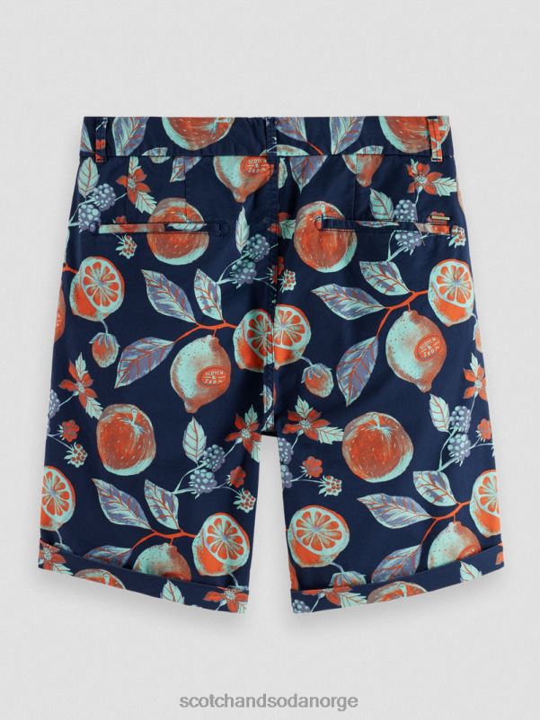 menn chino-shortsen med stuart-print marine frukter aop N40XD624 klær Scotch & Soda