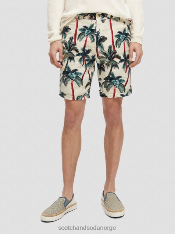 menn chino-shortsen med stuart-print offwhite palmer aop N40XD623 klær Scotch & Soda