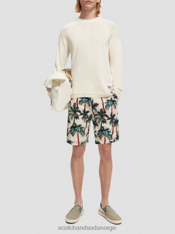 menn chino-shortsen med stuart-print offwhite palmer aop N40XD623 klær Scotch & Soda