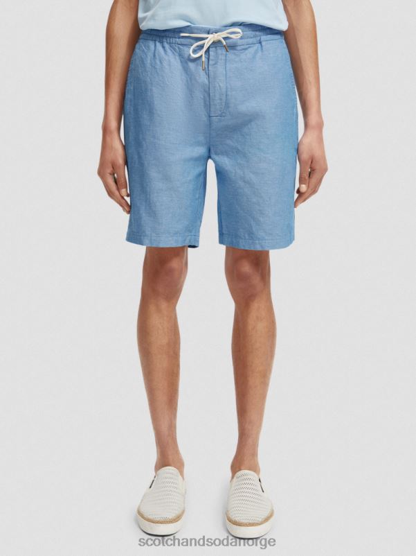 menn favorittbermudashortsene i lin iris blå N40XD605 klær Scotch & Soda