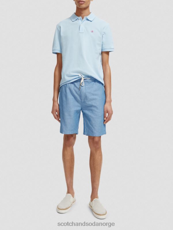 menn favorittbermudashortsene i lin iris blå N40XD605 klær Scotch & Soda