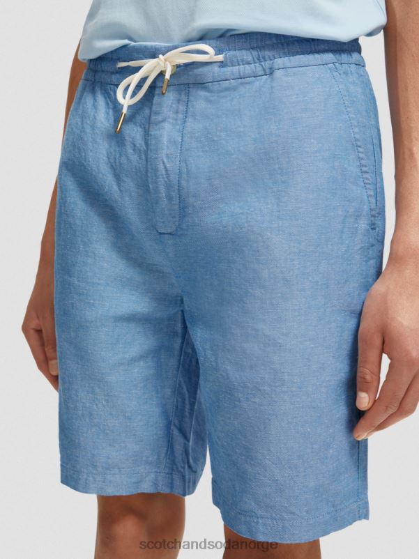 menn favorittbermudashortsene i lin iris blå N40XD605 klær Scotch & Soda
