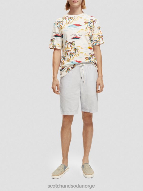 menn favorittbermudashortsene i lin lysegrå N40XD599 klær Scotch & Soda