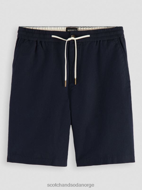 menn favorittbermudashortsene i lin marine N40XD602 klær Scotch & Soda