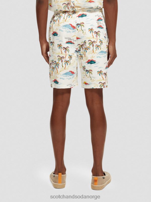 menn favorittbermudashortsene med trykk hvit palmetre øy aop N40XD626 klær Scotch & Soda
