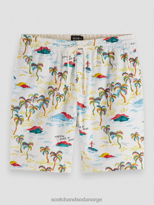 menn favorittbermudashortsene med trykk hvit palmetre øy aop N40XD626 klær Scotch & Soda