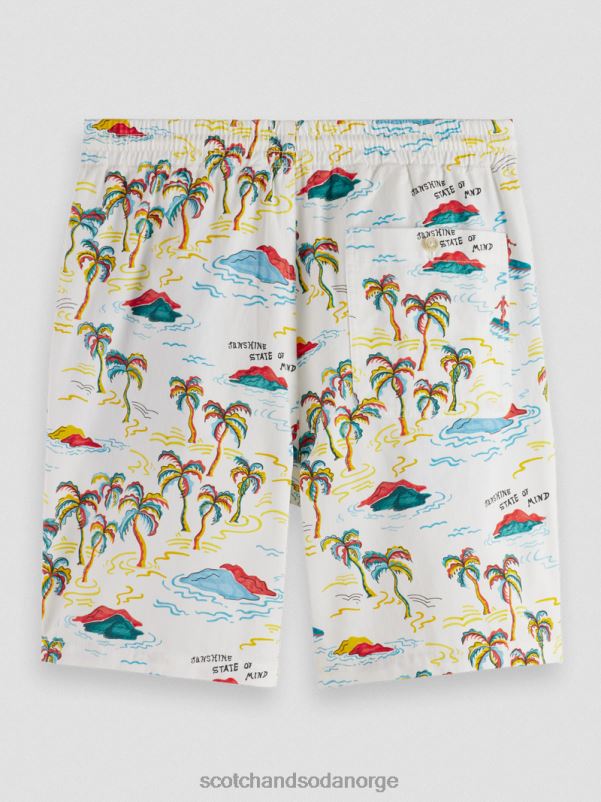 menn favorittbermudashortsene med trykk hvit palmetre øy aop N40XD626 klær Scotch & Soda