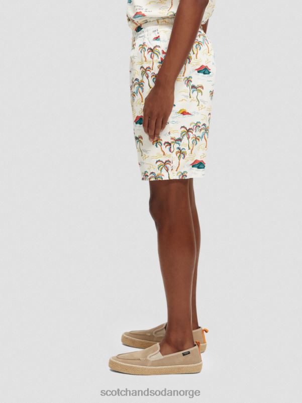 menn favorittbermudashortsene med trykk hvit palmetre øy aop N40XD626 klær Scotch & Soda
