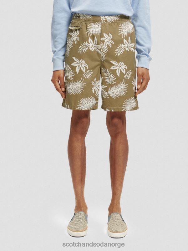 menn trykte poplin bermudashorts kaki blad N40XD615 klær Scotch & Soda