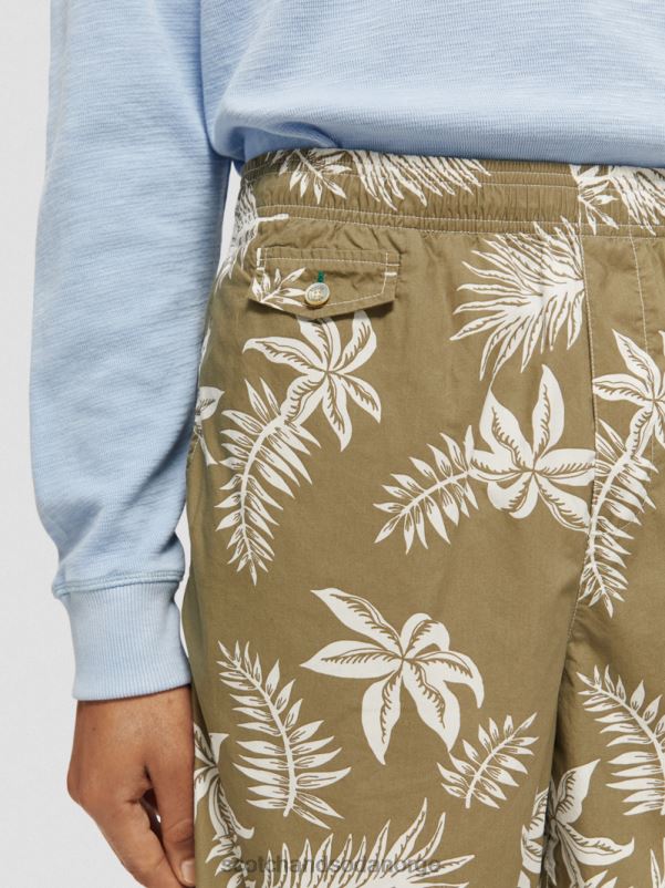 menn trykte poplin bermudashorts kaki blad N40XD615 klær Scotch & Soda