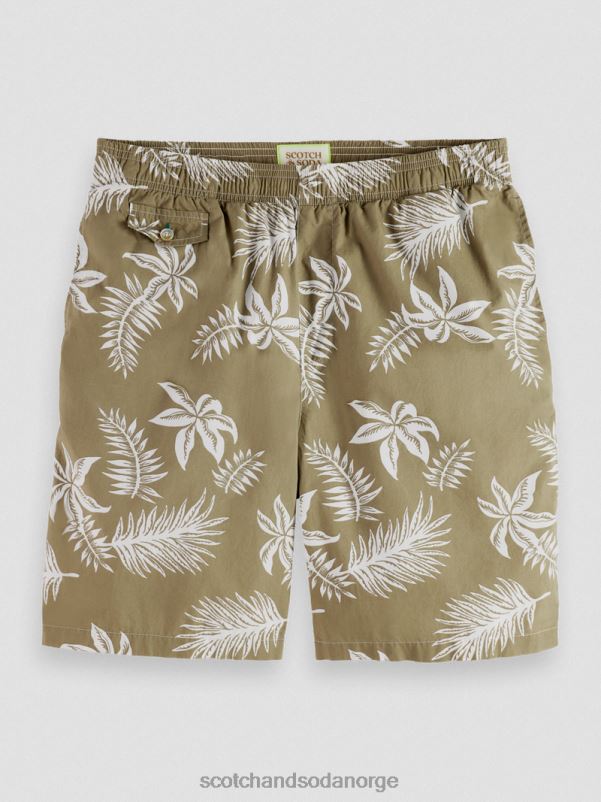 menn trykte poplin bermudashorts kaki blad N40XD615 klær Scotch & Soda