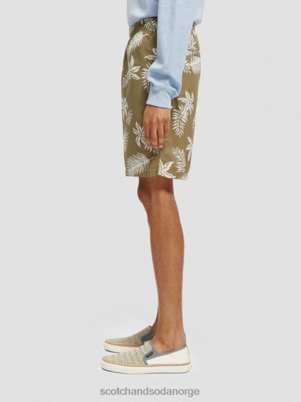 menn trykte poplin bermudashorts kaki blad N40XD615 klær Scotch & Soda