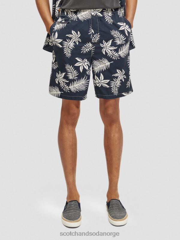 menn trykte poplin bermudashorts marine blad N40XD616 klær Scotch & Soda