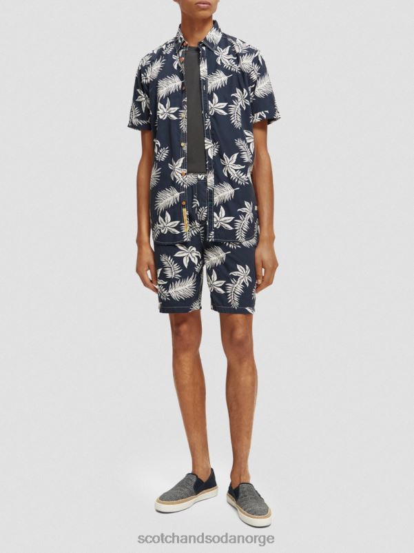 menn trykte poplin bermudashorts marine blad N40XD616 klær Scotch & Soda