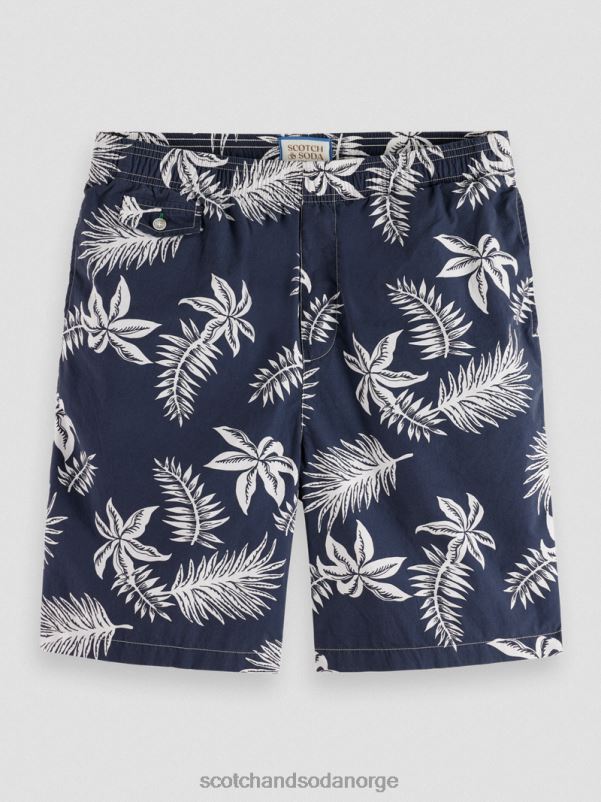 menn trykte poplin bermudashorts marine blad N40XD616 klær Scotch & Soda