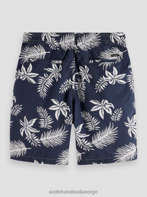 menn trykte poplin bermudashorts marine blad N40XD616 klær Scotch & Soda