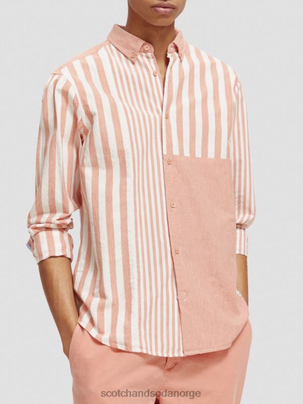 menn avslappet passform lett blandet chambray-skjorte cerise N40XD315 klær Scotch & Soda