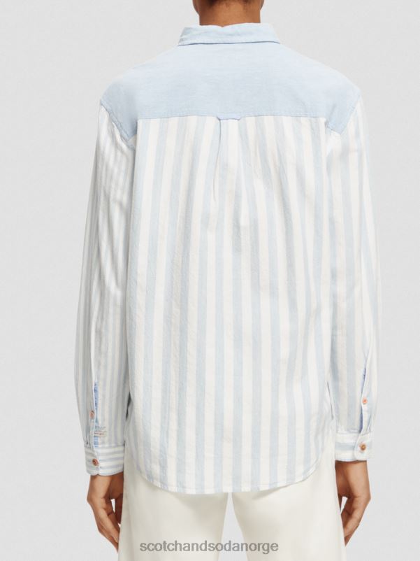 menn avslappet passform lett blandet chambray-skjorte havblått N40XD314 klær Scotch & Soda
