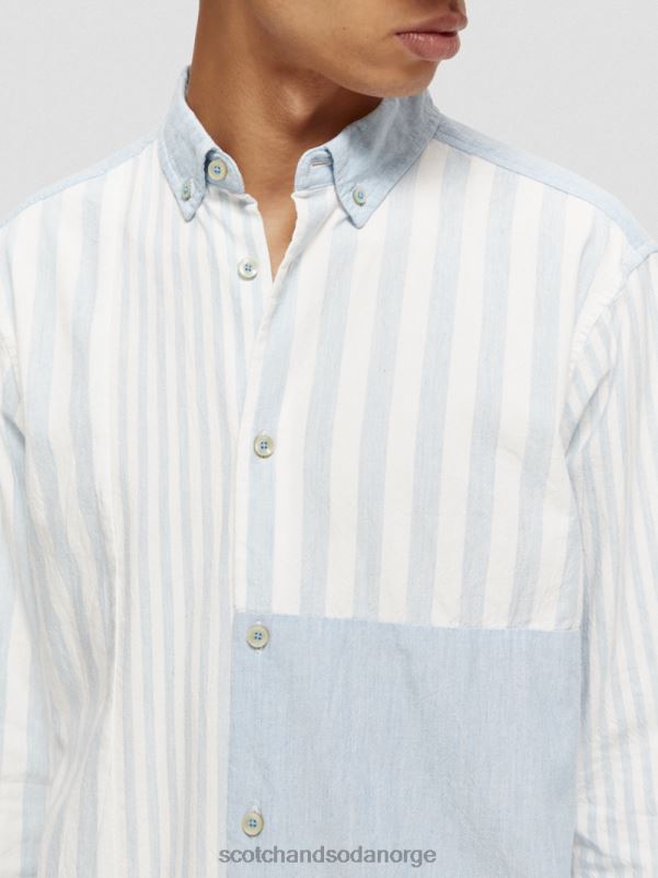 menn avslappet passform lett blandet chambray-skjorte havblått N40XD314 klær Scotch & Soda