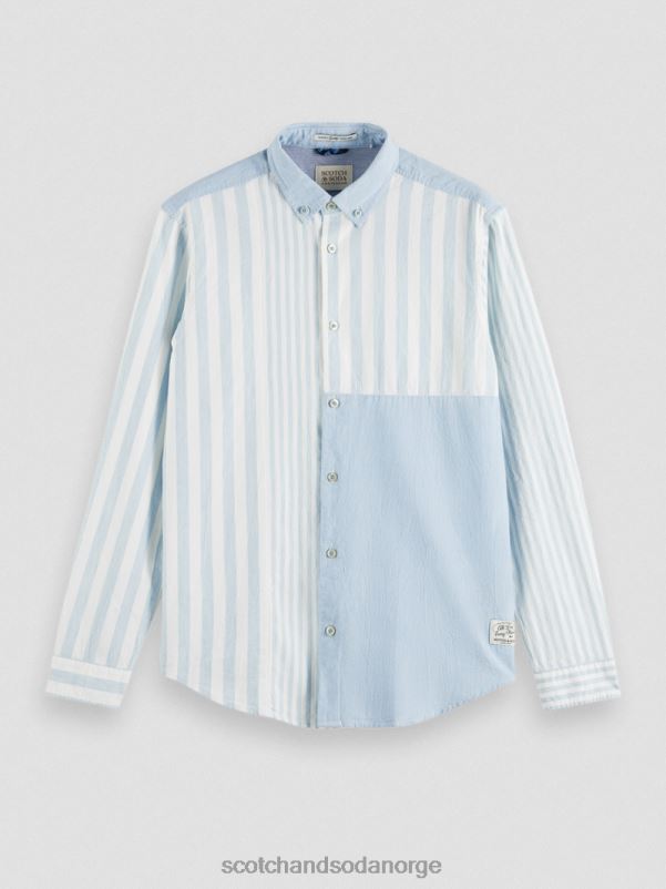 menn avslappet passform lett blandet chambray-skjorte havblått N40XD314 klær Scotch & Soda