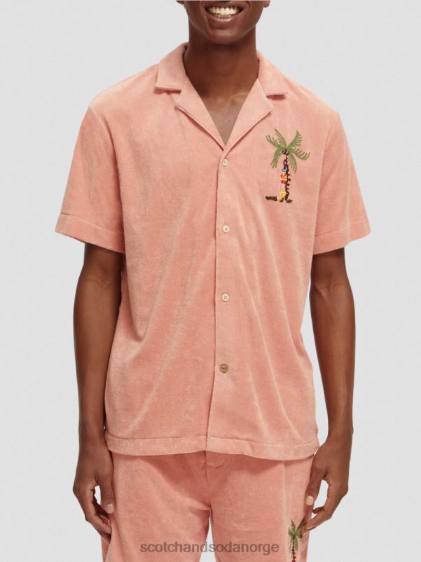 menn brodert leirskjorte med håndkle flamingo N40XD296 klær Scotch & Soda
