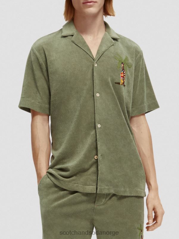 menn brodert leirskjorte med håndkle hæren N40XD295 klær Scotch & Soda