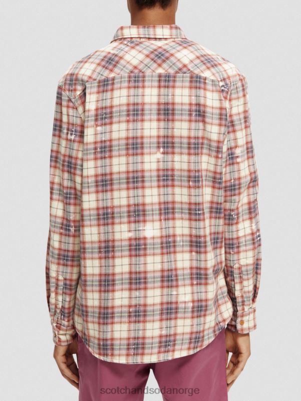 menn bundet rutete økologisk skjorte med ermejustering kombo a N40XD312 klær Scotch & Soda