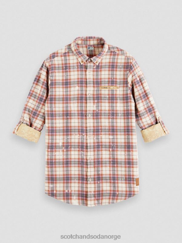 menn bundet rutete økologisk skjorte med ermejustering kombo a N40XD312 klær Scotch & Soda