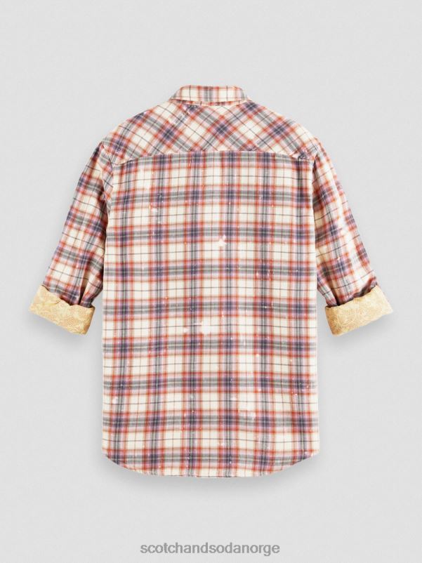 menn bundet rutete økologisk skjorte med ermejustering kombo a N40XD312 klær Scotch & Soda