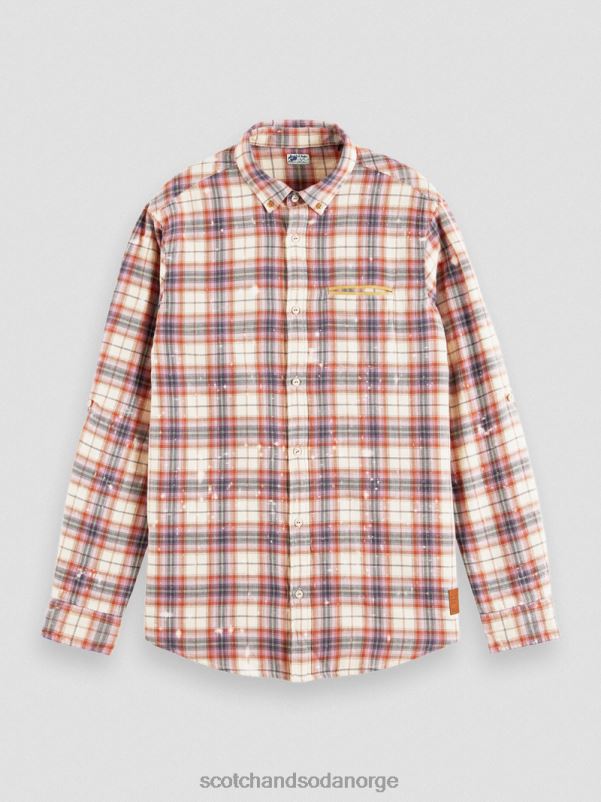 menn bundet rutete økologisk skjorte med ermejustering kombo a N40XD312 klær Scotch & Soda