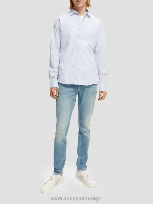 menn essensiell økologisk slim fit skjorte blå N40XD311 klær Scotch & Soda