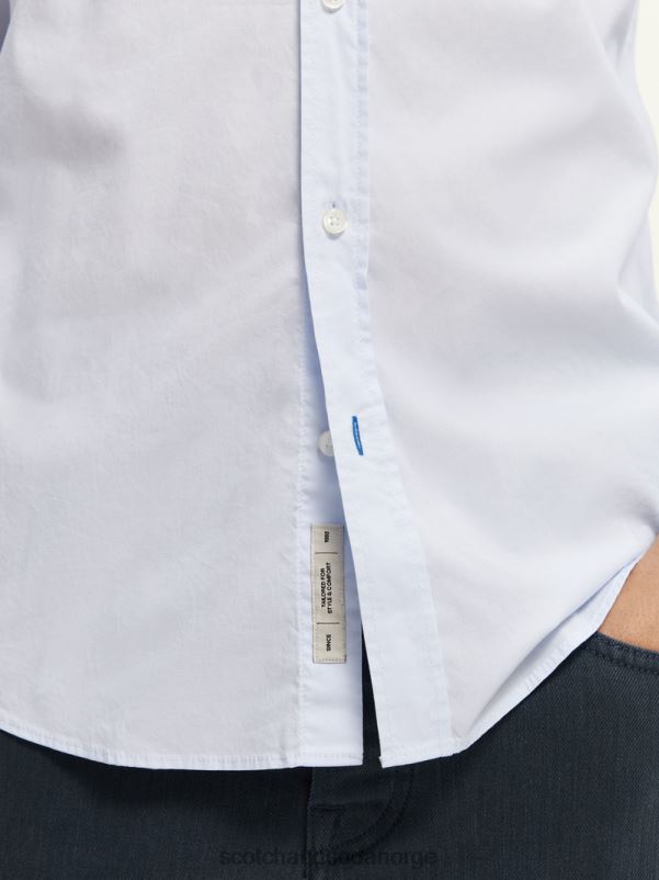 menn essensiell økologisk slim fit skjorte blå N40XD311 klær Scotch & Soda