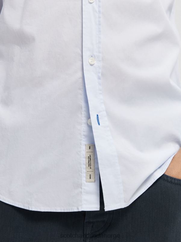 menn essensiell økologisk slim fit skjorte blå N40XD311 klær Scotch & Soda