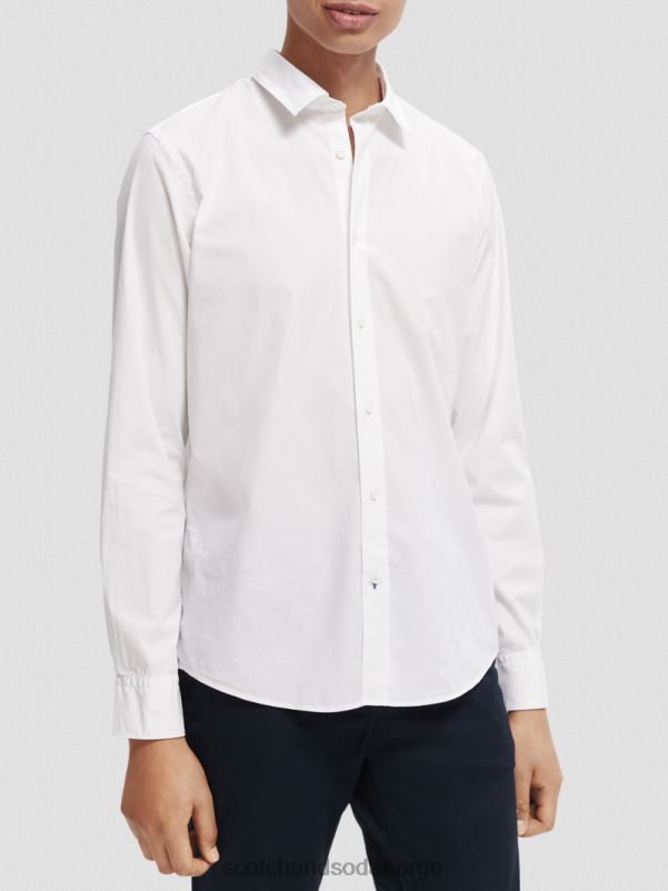 menn essensiell økologisk slim fit skjorte hvit N40XD310 klær Scotch & Soda
